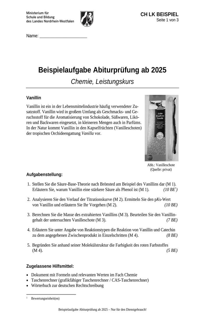 Abi Chemie Prüfung 2025 NRW