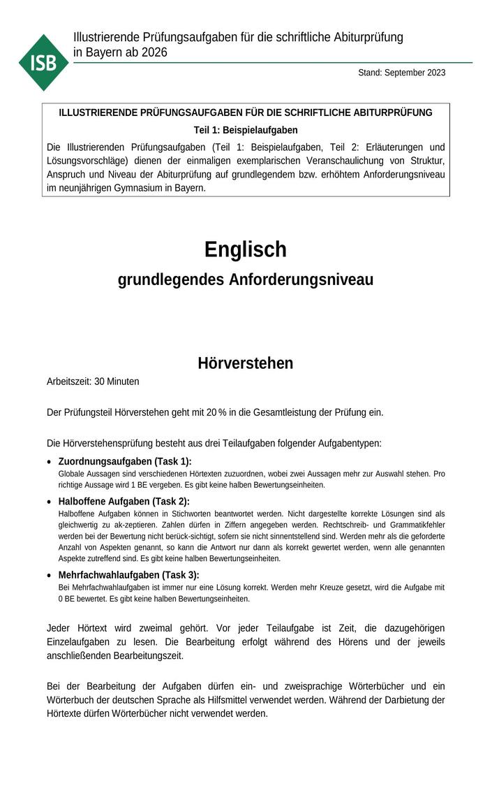 Abi Englisch Prüfung 2023 Bayern