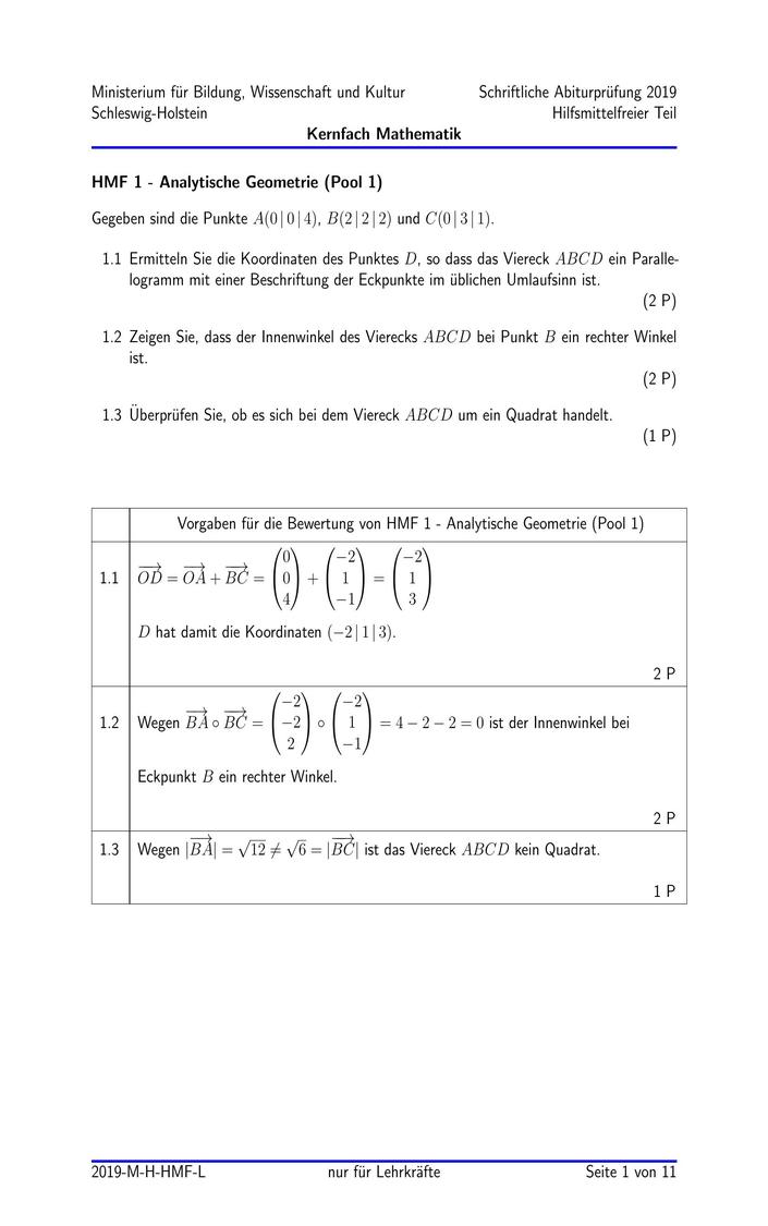 Abi Mathe Prüfung 2019 SH