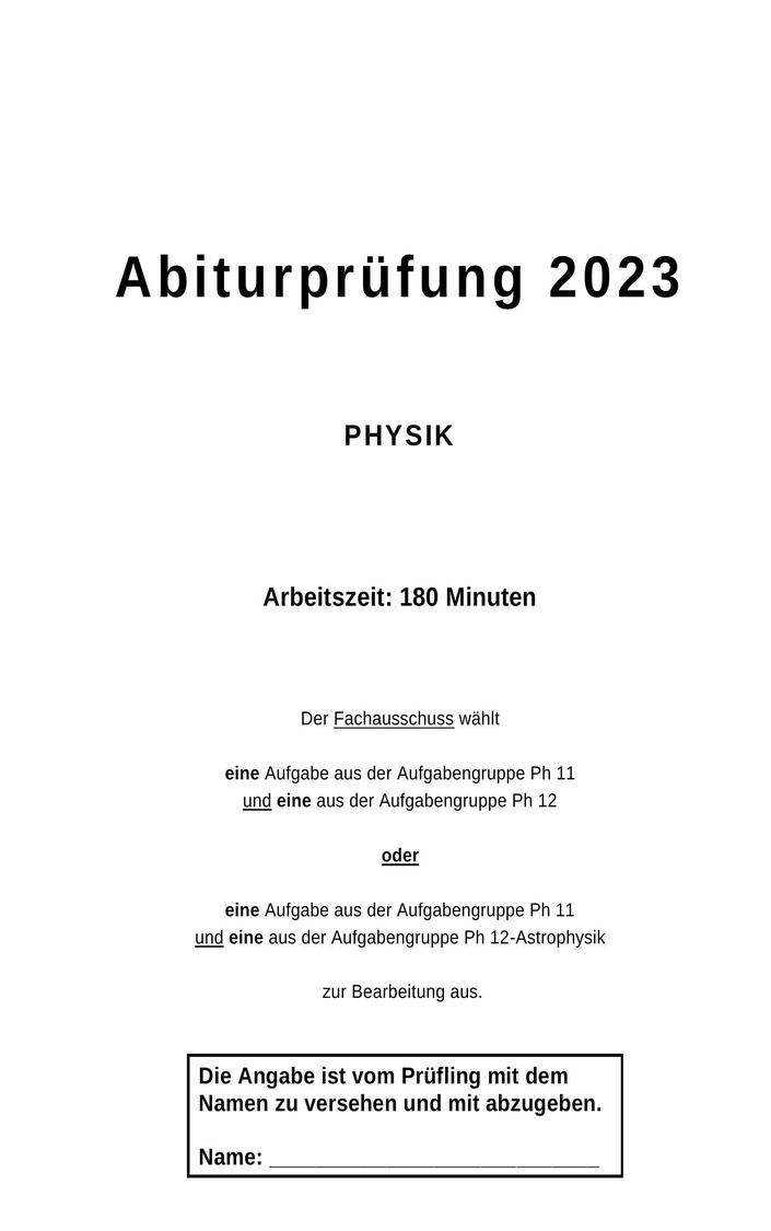 Abi Physik Prüfung 2023 Bayern